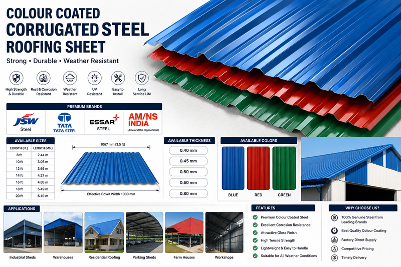 Colour Coated Corrugated Steel Roofing Sheet